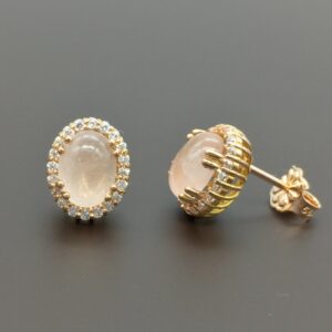 Σκουλαρίκια ροζ χρυσό με smoke quartz