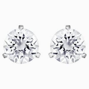 Swarovski Solitaire Pierced Earrings, White, Silver, 1800046