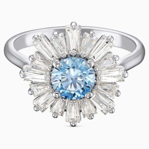Δαχτυλίδι Swarovski Sunshine, Blue, Επιροδιωμένο, 5536743