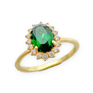 Δαχτυλίδι Χρυσό Με Πράσινη Πέτρα 14Κ