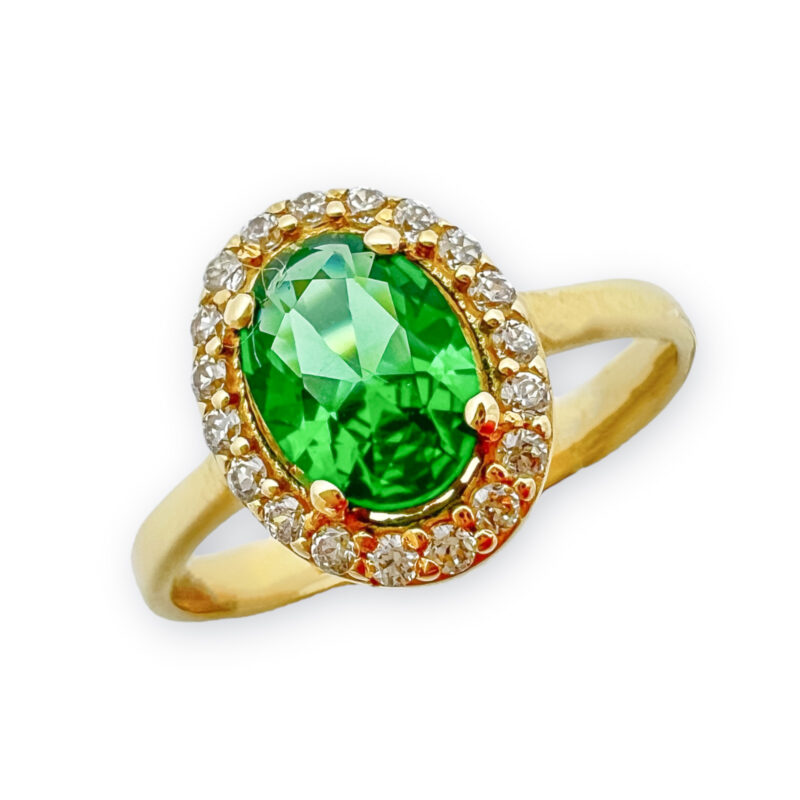 Δαχτυλίδι Χρυσό Με Πράσινη Πέτρα 14Κ