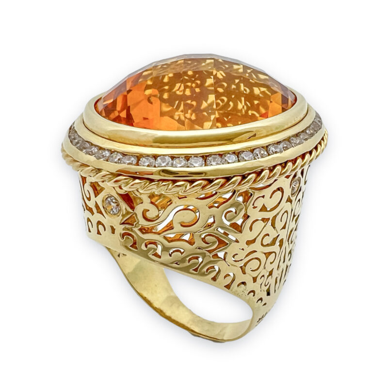 Δαχτυλίδι Χρυσό Με Πορτοκαλί Πέτρα 14Κ