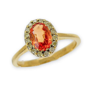 Δαχτυλίδι Χρυσό 18Κ Με Πέτρα Πορτοκαλί Ζαφείρι