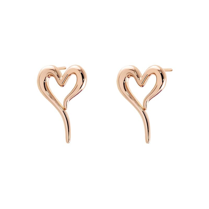 Σκουλαρίκια Starstruck μεταλλικά ροζ χρυσά με καρδιά