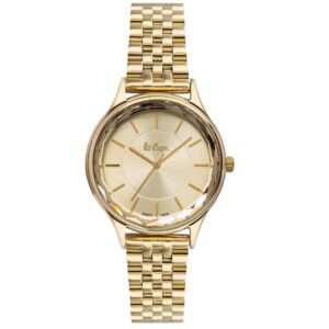 Ρολόι γυναικείο Lee Cooper LC06892.110 με μπρασελέ και χρυσό καντράν