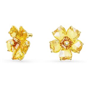 Σκουλαρίκια με καραφάκι Florere Λουλούδι, Κίτρινα, Επιμετάλλωση σε χρυσαφί τόνο