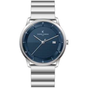 St. Germain Lines Watch with Blue Dial, Silver Case and Metal Links Strap