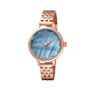 Ρολόι Tropical με ροζ χρυσό μεταλλικό μπρασελέ και μπλε mop καντράν