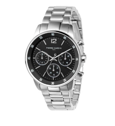 Montrouge Prim Multifunction watch with Black Dial and Metal Links Strap