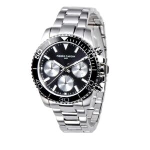 Nation Posh Multifunction watch with Black and Silver Dial and Metal Link Strap